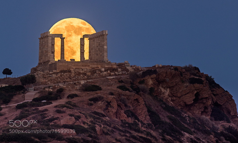 nature, temple, the past, trees, ruined, travel destinations, history, building, travel, Yannis Behrakis, 500px, ancient, Greece, Moon, built structure