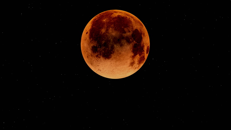 scenics - nature, sky, planetary moon, blood moon, orange color, astronomy, tranquility, night sky, mystical, geometric shape, shape, 5K, black background