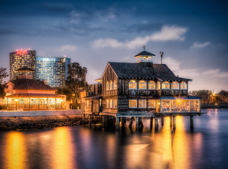5dmark3, Pier, waterfront, built structure, United States, canon, seaportvillage, water, 4K, Shop, dusk, nature, Ocean, Building, travel destinations