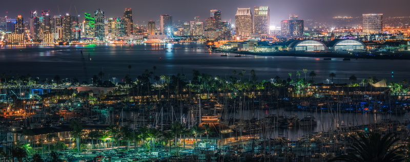 modern, night, illuminated, Sony, gray, waterfront, 5K, building, rise, san, built structure, sandiegobay, reflection, landscape, office building exterior