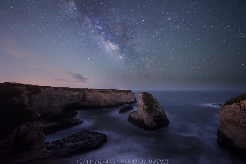 Cove, star - Space, Moonrise, nature, long Exposure, rock - Object, Rock  Bay, view, landscape, Milky Way, aerial view, night, sea, California  Coast, scenics