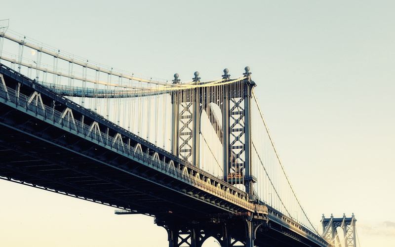 water, bridge, low angle view, 2K, Nyc, transportation, long, nature, connection, sky, suspension bridge, architecture, built structure, bridge - man made structure
