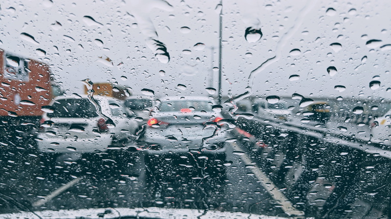 transparent, window, moody, clear, motor vehicle, stuck in traffic, rain, droplet, car, raindrop, rainy season, water, modd, wet windshield, wet, traffic