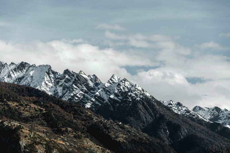 mountain range, winter, covered, snow, landscape, day, environment, exploring, rock, formation, cold temperature, background, mountain peak, no people