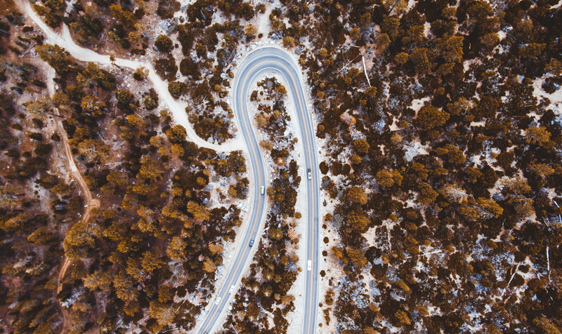 dji, photography, travel, forest, transportation, scenics - nature, snow, beauty in nature, drone, cold temperature, from above, highway, tree, s, trip