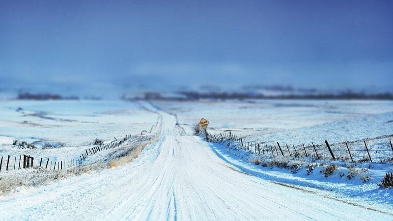 road, dead end, white, 1080P, snowfield, 3d and abstract, end, fence, winter