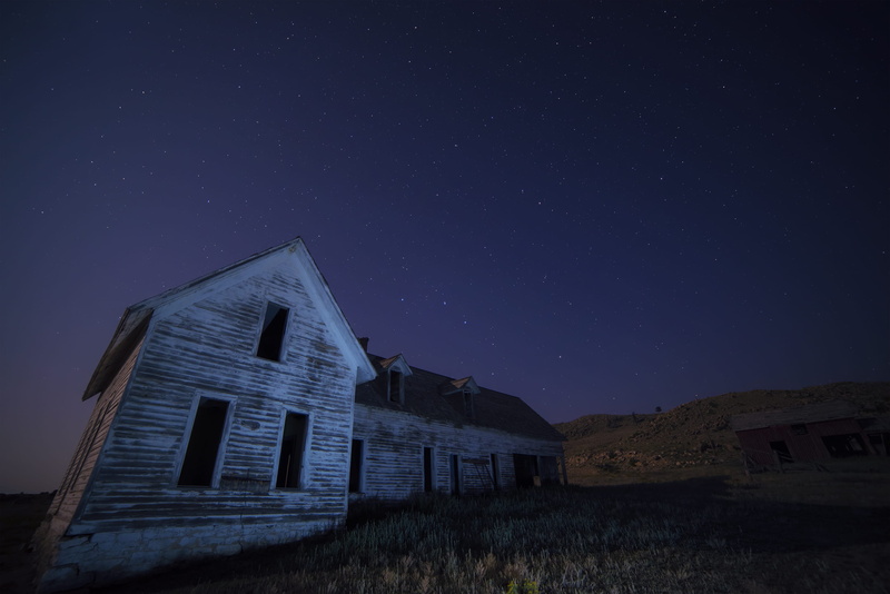 house, nature, sky, stars, wooden, photo, built structure, architecture And Buildings, star - space, star field, field, place of worship, run-Down, white