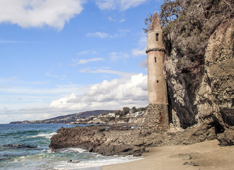 outdoors, rock, United States, landscape, beach, land, coast, famous Place, old, sky, california, public domain, built structure, architecture, castle