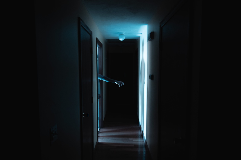 security, hand, horror, accessibility, indoors, corridor, open, shadow, domestic Room, dark, eerie, 5K, no People, guy, light, near, reach, man, hallway