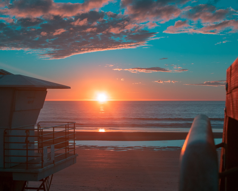 scenics - nature, sunset, outdoors, united states, cloud - sky, sky, no people, railing, tranquil scene, sun, horizon, idyllic, horizon over water, orange color