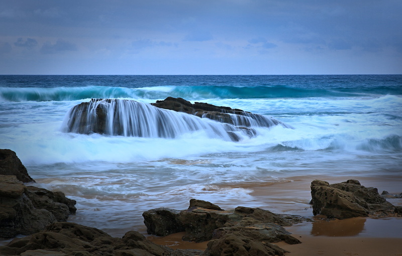 blue, long exposure, waves, daytime, sand, sea, 4K, seascape, landscape, Bermagui, nature, waterfalls, rocks, wave, sand-beach, scenics, coastline, water