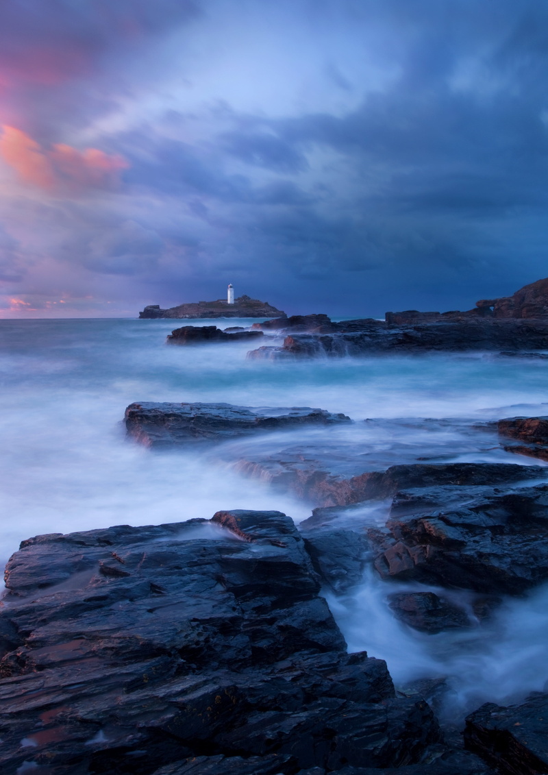 near, landscape, nature, long Exposure, water, dusk, 5K, cliff, coastline, seascape, white, sunset, sea, wave, rock - Object, scenics, beach, godrevy