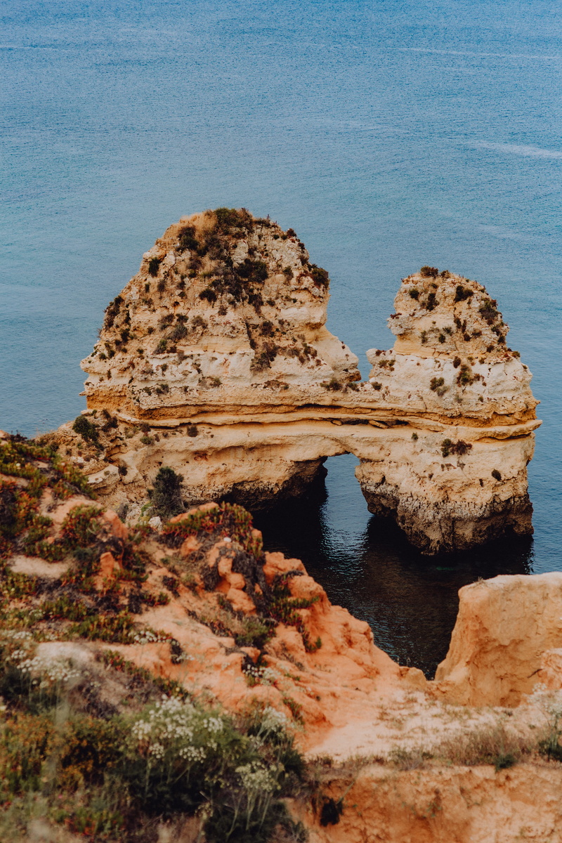 ocean, Europe, Lagos, scenics - nature, solid, rock, seascape, portugal, summer, algarve, tranquility, vacations, nature, 5K, camilo, water, geology, stack rock