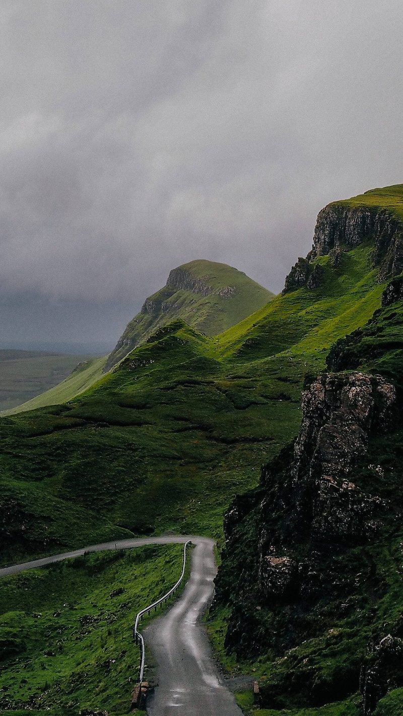 overcast, vertical, wet, road, rock, hills, 1080P