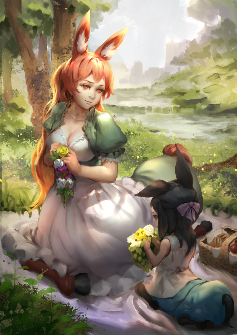 women, anime girls, lifestyles, representation, flower, outdoors, one person, Kimihara Himeno, Centaur no Nayami, real people, 2K, hairstyle, sitting