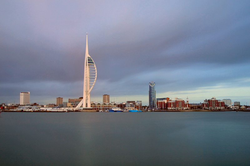 outdoors, skyscraper, architecture, financial district, our neighbours, built structure, urban Skyline, cityscape, spinnaker tower, building Exterior, no people