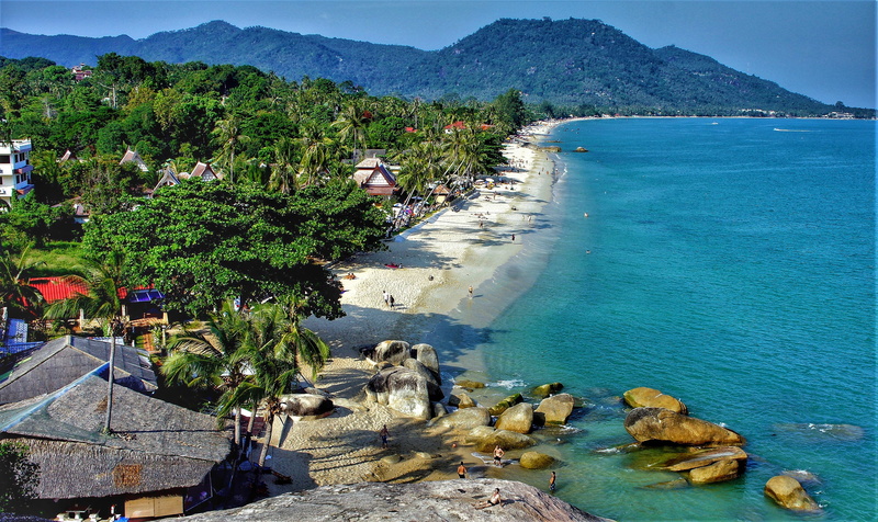 day, lamai, tourism, coast, lifestyle, scenics - nature, solid, nature, high angle view, kho samui, architecture, water, land, real people, 2K, tree, vacation