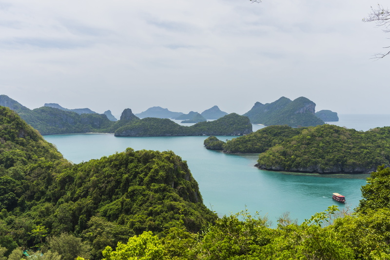 views, non-urban scene, nature, water, no people, 5K, island, angthong, outdoors, tranquil scene, viewpoint, green color, angthong national marine park
