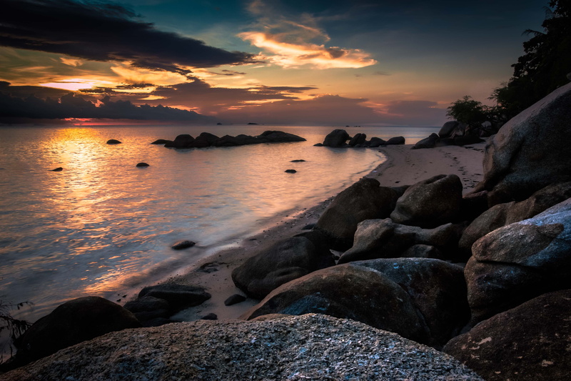 fun, nature, seashore, tropical, rocks, Beach  rock, Thailand, sky, rock - Object, summer, photography, 5K, grey, water, com, sea, beach, print, Koh samui