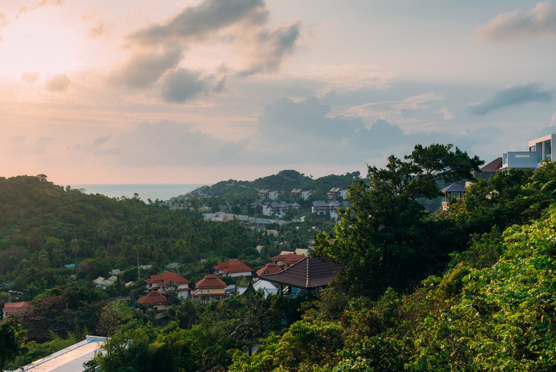 ko samui, outdoors, house, cloud - sky, architecture, building, samule, no people, mountain, samui, scenics - nature, townscape, building exterior, seaside