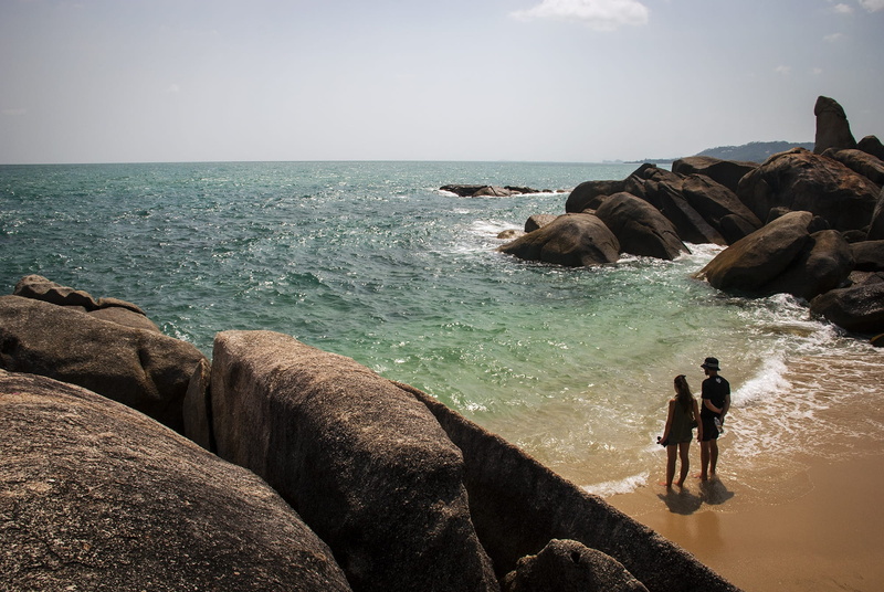 rock - object, two people, journey, Ocean, nature, scenics, tourism, scenics - nature, Thailand, leisure activity, 1080P, water, solid, lifestyles, girl
