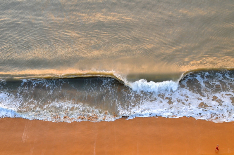 waves, aerial view, 2K, beach, sea, nature