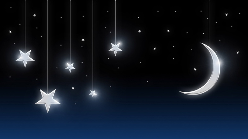 nature, lighting equipment, shape, illuminated, night, design, darkness, blue, copy space, luminosity, outdoors, midnight, glowing, star shape, stars, moon