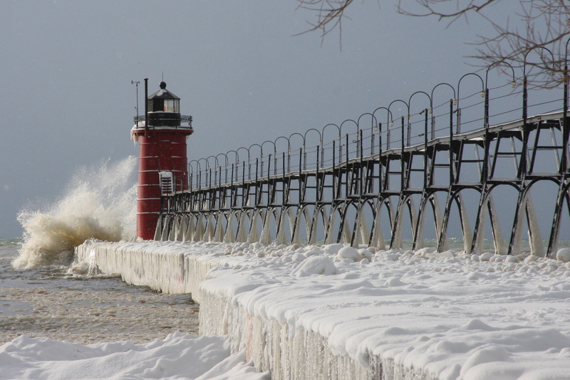 beach, maritime, ice, boundary, snow, sea, coastal, sky, horizon over water, nature, lake michigan, frozen, motion, building exterior, coastline, no people