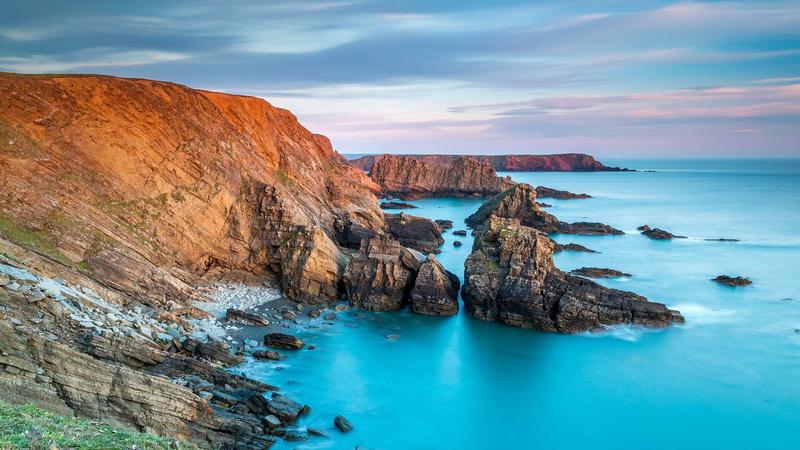Wales, Pembrokeshire, rocks, sea, Pitting Gales Point, 1080P