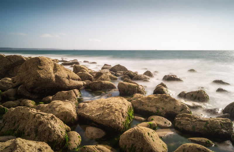 5K, nature, rocks, clouds, sky  blue, body of water, wave, coastal, coastline, grad, fragments, nd, front, stone, sand, rock - Object, gray, coast, body