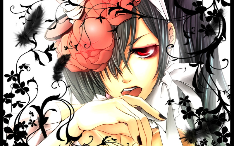 art and craft, full frame, floral pattern, white, painted nails, top, still life, woman, female likeness, anime girls, wall - building feature, Ciel Phantomhive