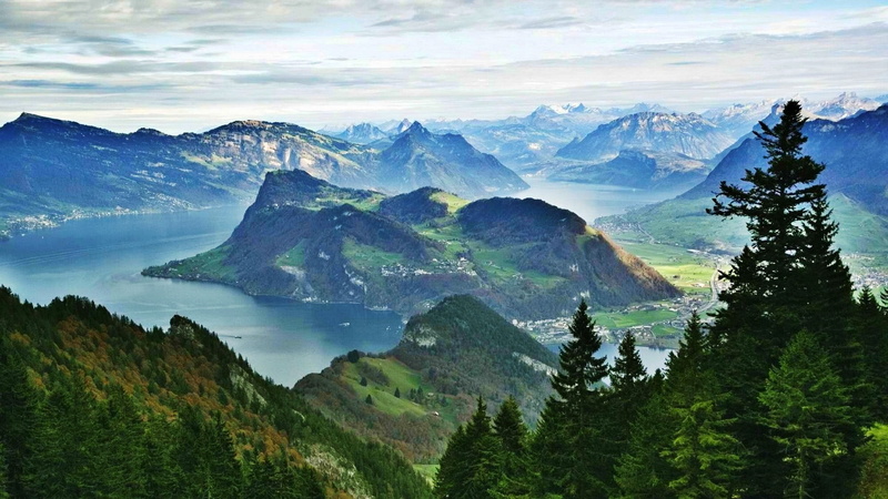 nature, water, environment, cloud - sky, mountain, hill, plant, tranquil scene, summer, mountain range, forest, panoramas, mountain peak, bird, landscape