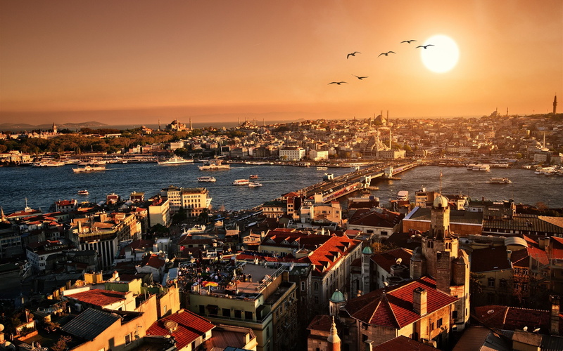 Houses, Istanbul, River, Beautiful, Sunset, 2K, Turkey, City, Scenery, Buildings
