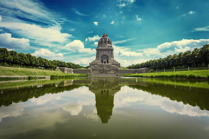 history, plant, tree, religion, no people, nature, lake, völkerschlachtdenkmal, grass, travel destinations, day, leipzig, architecture, puddle, landscape