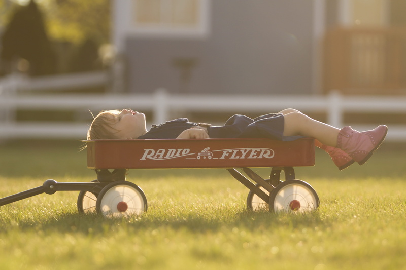 wagon, surface level, toddler, front or back yard, resting, childhood, boy, men, laying, nature, day, kid, 4K, feels, outdoors, little red wagon, relaxation
