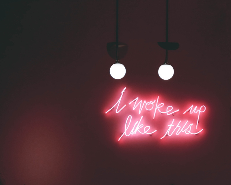 neon, light bulb, woke, hanging, light, close-up, red, text, communication, studio shot, sign, like, western script, copy space, electricity, ceiling, illuminated