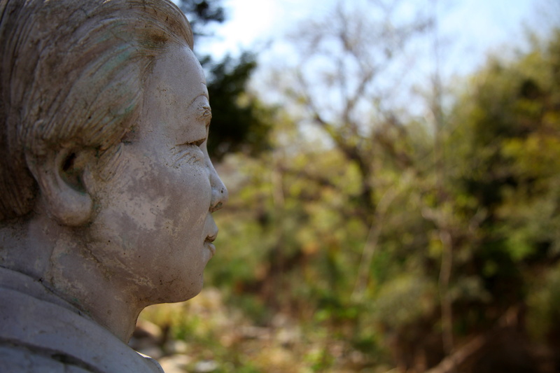 Sculpture, spirituality, yearning, republic of korea, no people, religion, facial, human representation, Statue, history, worried about, tree, plant, Exhibition
