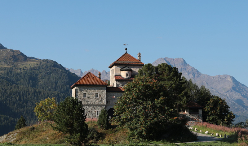 no people, vacations, mountain range, outdoors, mood, silvaplana, culture, old, alpine, clear sky, maloja region, belief, mountains, summer, place of worship