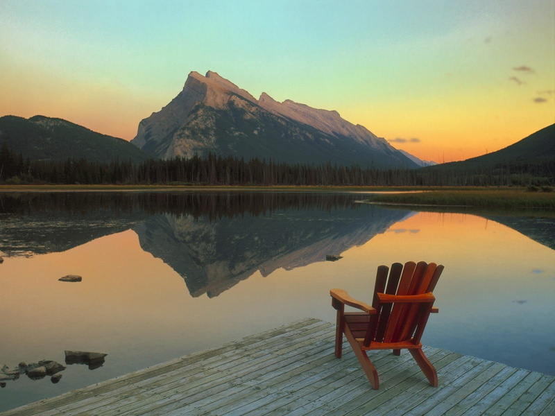 landscape, Mount Rundle, 720P, mountains, chair, Canada, nature