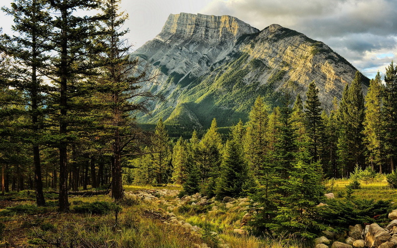 park, mount, national, alberta, light, banff, rundle, 1080P, early, canada