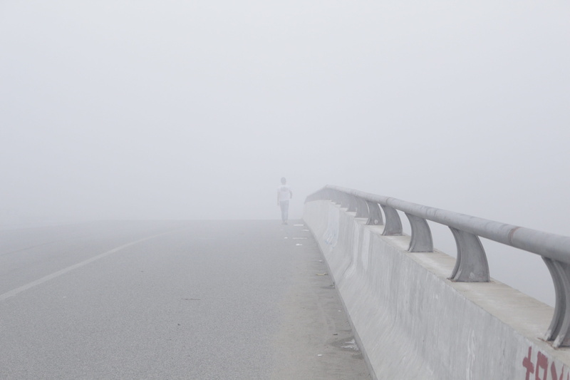 built structure, the way forward, Fog, cold temperature, Walk, copy space, foggy, beauty in nature, direction, winter, people, shadow, Bridge, a separate