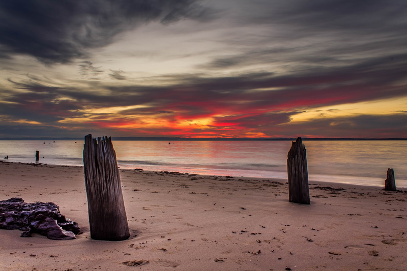 coastline, water, summer, Project, brown, nature, water  color, outdoors, cloud - Sky, sky, canon, beach, wooden, 5K, sea, sand, scenics, posts, Sunset  brown