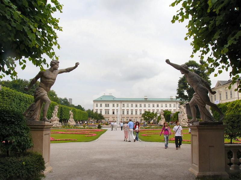 human representation, famous Place, real people, Austria, Palace, photos, architecture, building exterior, cloud - sky, public domain, outdoors, men, representation