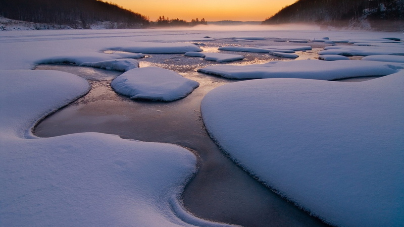 lake, water, nature, winter, frozen, ice, hd, 1080P