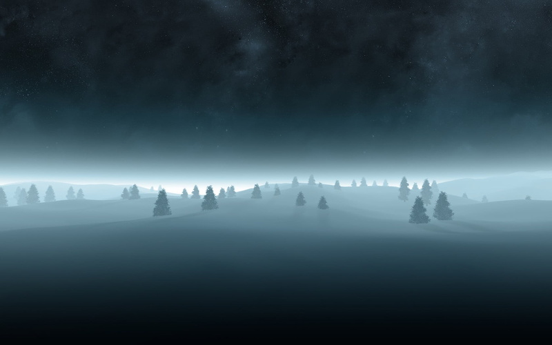 remote, sky, dark, scenics - nature, nature, snow, winter, field, environment, idyllic, outdoors, trees, no people, night, fog, mountain, non-urban scene
