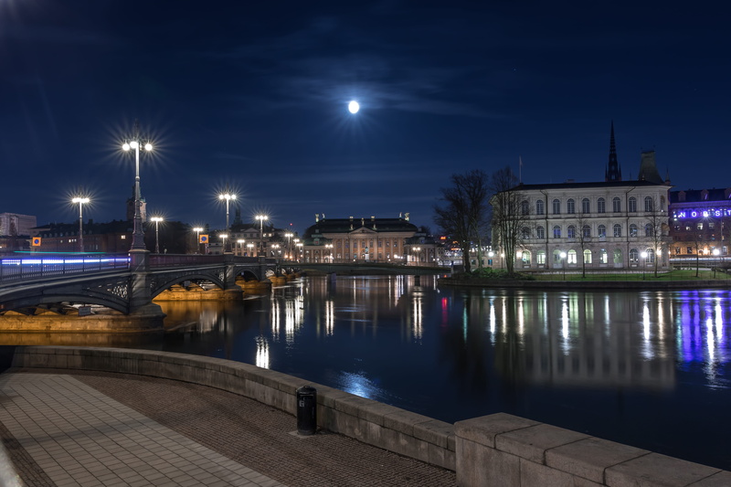 5K, old town, sweden, king, people, nature, long exposure, neon, outdoors, promenade, building, glassy lake, river, city, bridge - man made structure