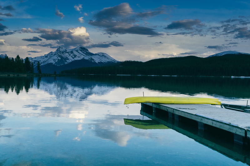 cloud - sky, surface, smooth, scenics, mirror, glassy, canoe, scenics - nature, alpine, sky, non-urban scene, tranquil, lake, mountain range, nautical vessel