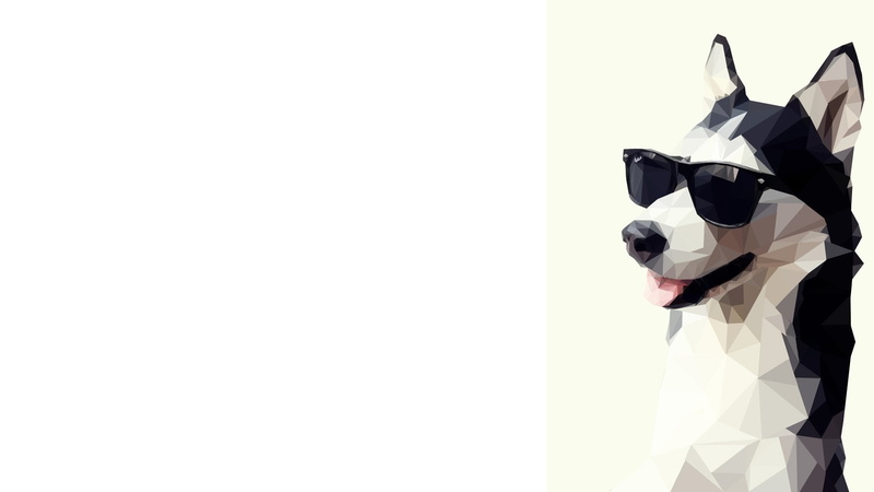 Siberian Husky, 1080P, low poly, artwork, sunglasses, simple background, dog, animals