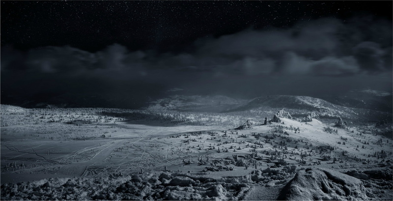 nature, Siberia, winter, landscape, dark, 1080P