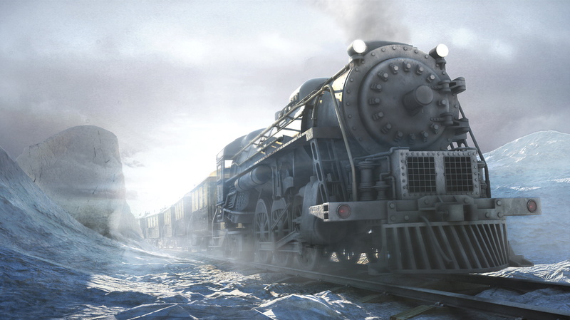 winter, machinery, day, speed, the past, industry, mountain, sunlight, railroad Track, snow, power, fog, history, water, cold temperature, cloud - sky